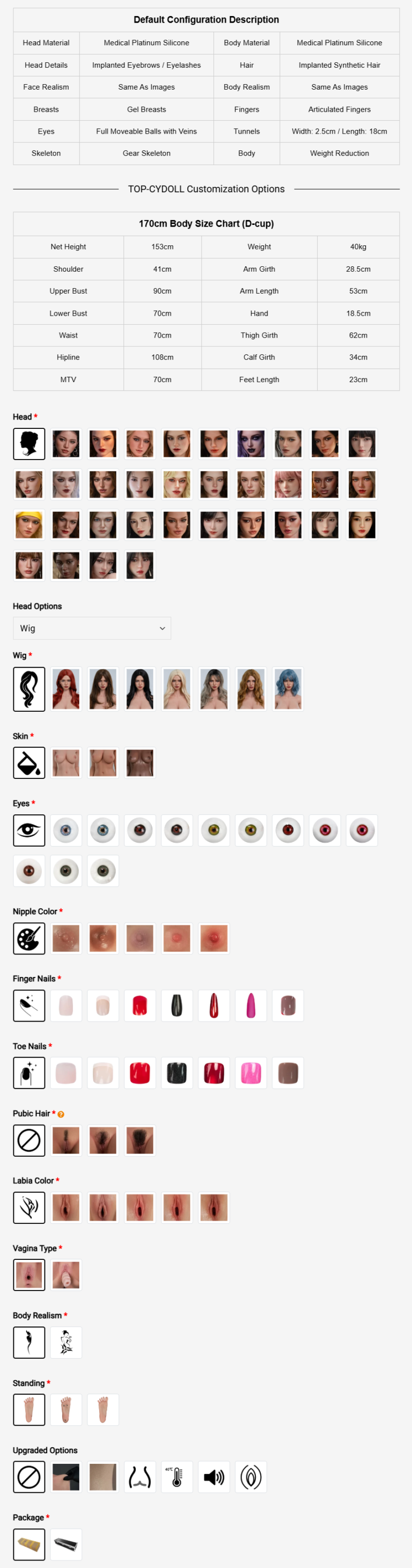 Tanya ROS by CY-DOLL Manufacturer Options Specs